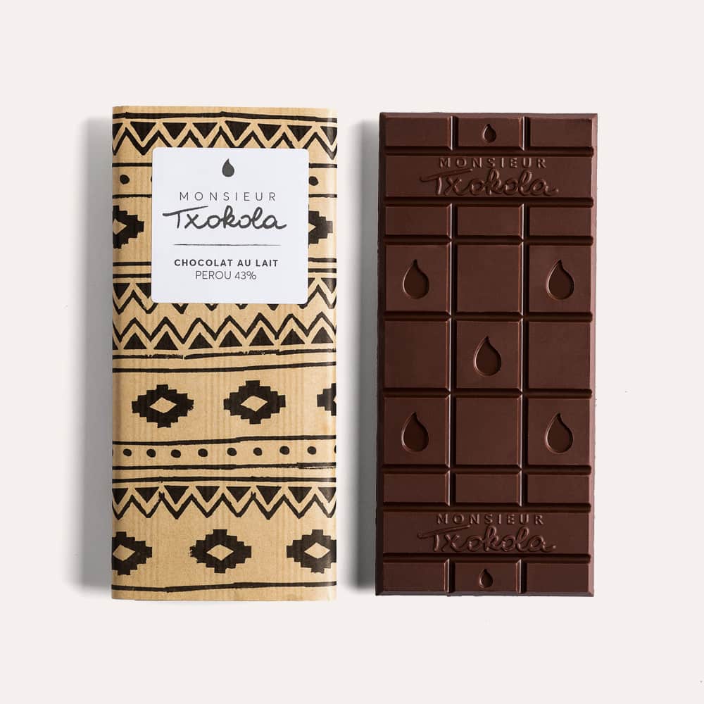 Tablette Chocolat Lait 43% origine Pérou 95g