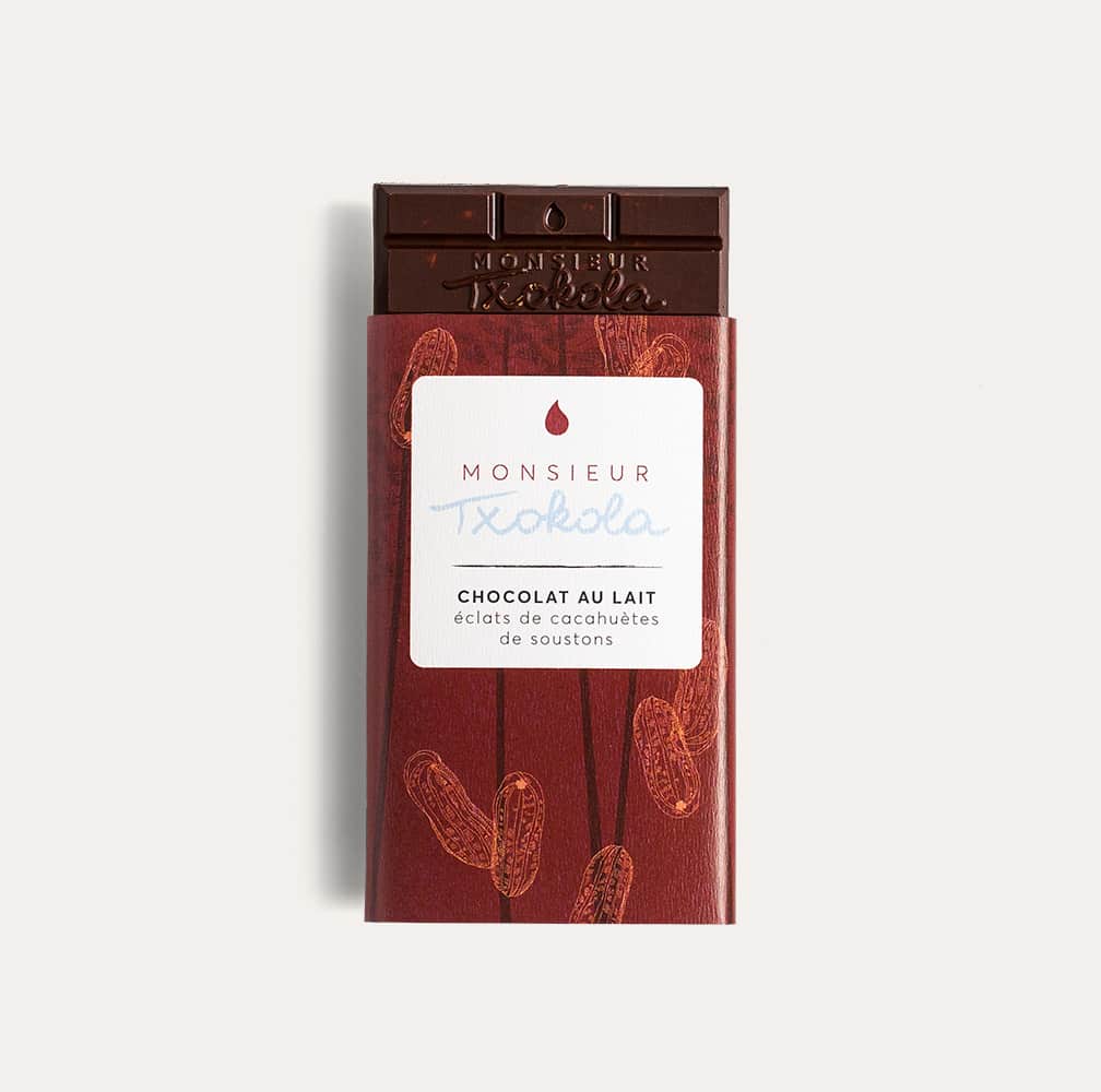Tablette Chocolat Lait Cacahuète 45% 100g