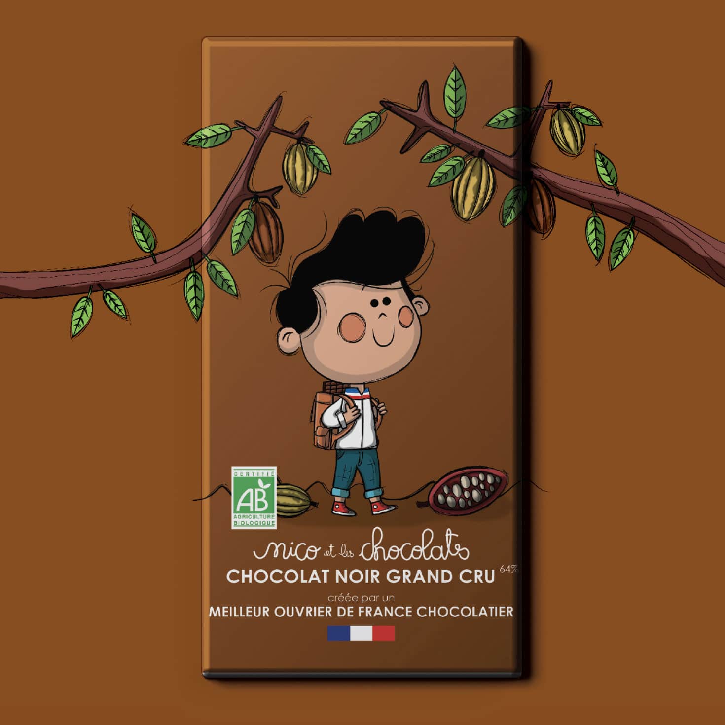Tablette Chocolat Noir Bio 64% Grand Cru origine République Dominicaine 90g