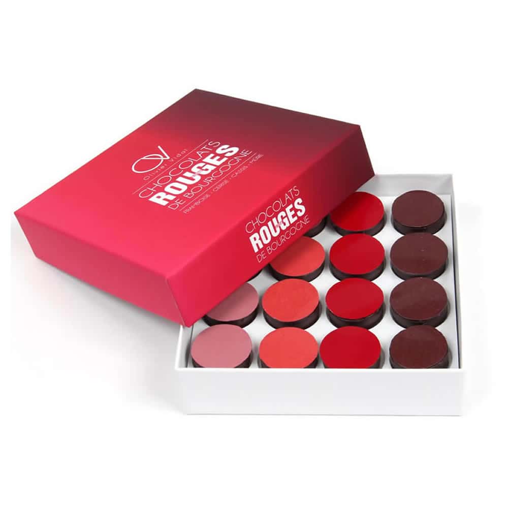 Assortiment Ganaches Fruits Rouges Chocolat Noir 130g - 16 pièces Chocofruits