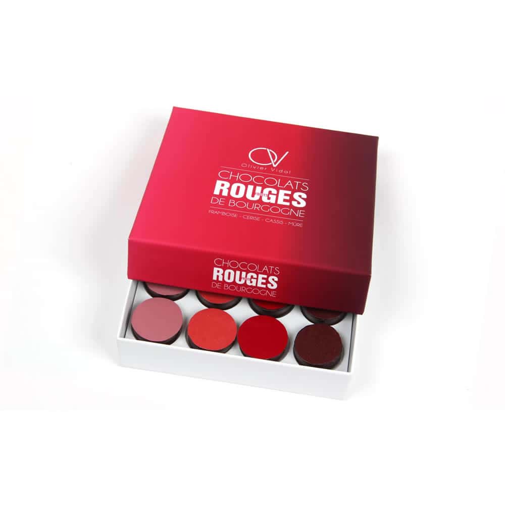 Assortiment Ganaches Fruits Rouges Chocolat Noir 130g - 16 pièces Chocofruits