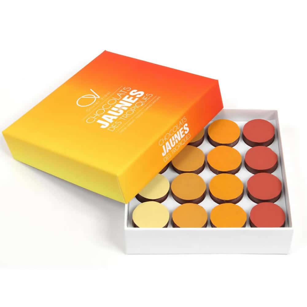 Assortiment Ganaches Fruits Jaunes Chocolat Lait 130g - 16 pièces Chocofruits