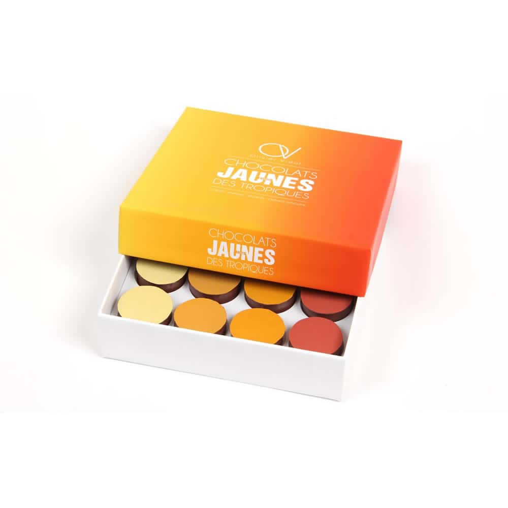 Assortiment Ganaches Fruits Jaunes Chocolat Lait 130g - 16 pièces Chocofruits