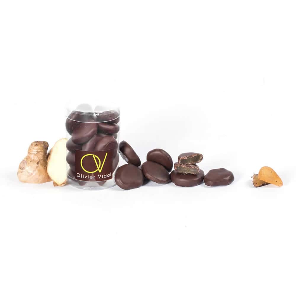 Gingembrettes Confites enrobées Chocolat Noir 220g