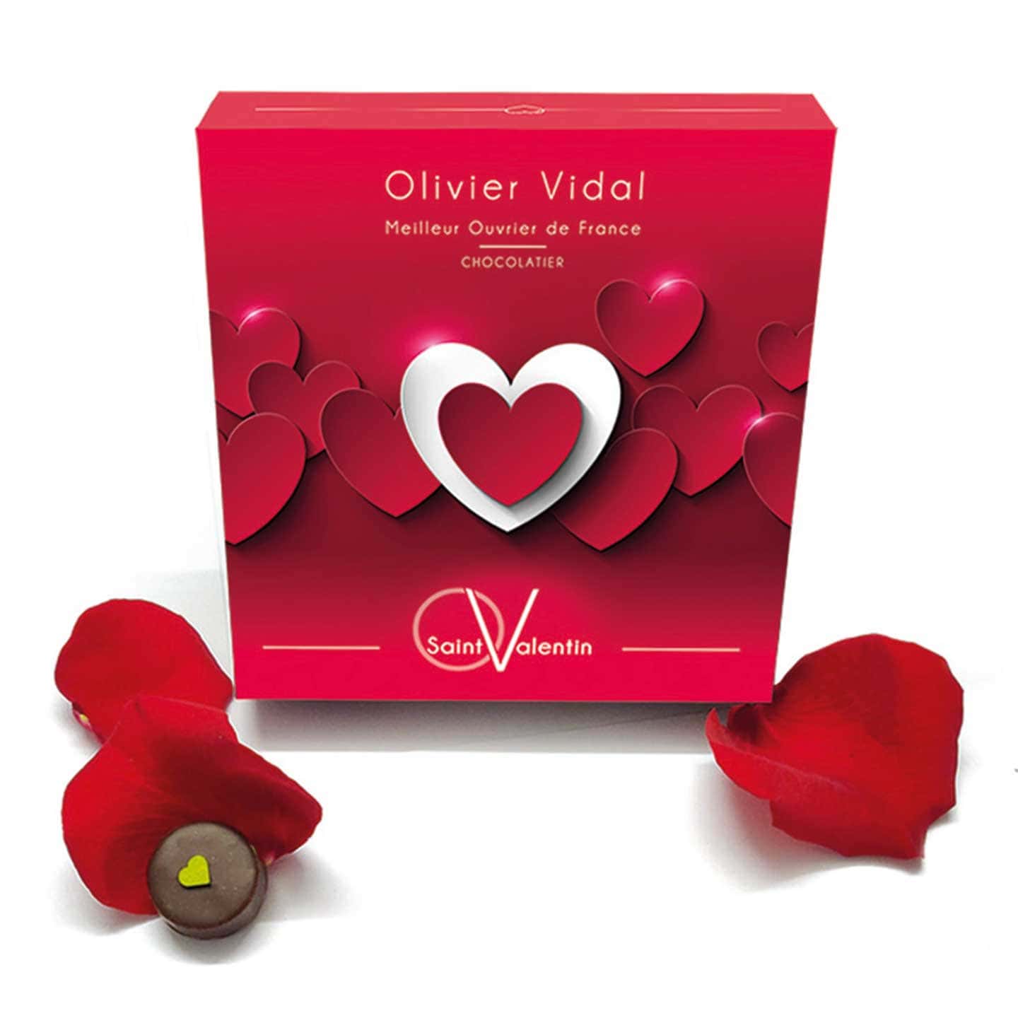 Assortiment Chocolats Noir Saint Valentin 140g - 16 pièces Coffret des Amoureux