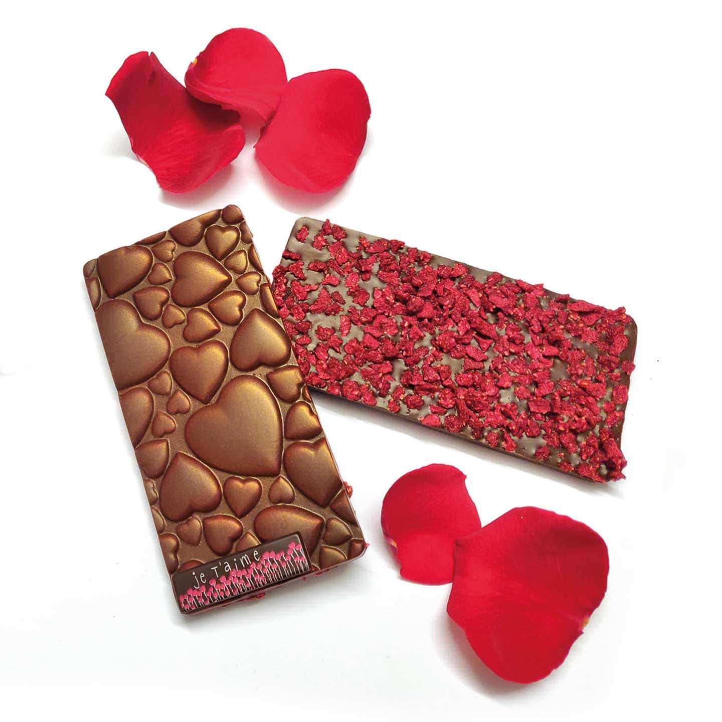 Tablette Chocolat Noir Framboise 65% Saint Valentin 90g Poignée d'Amour