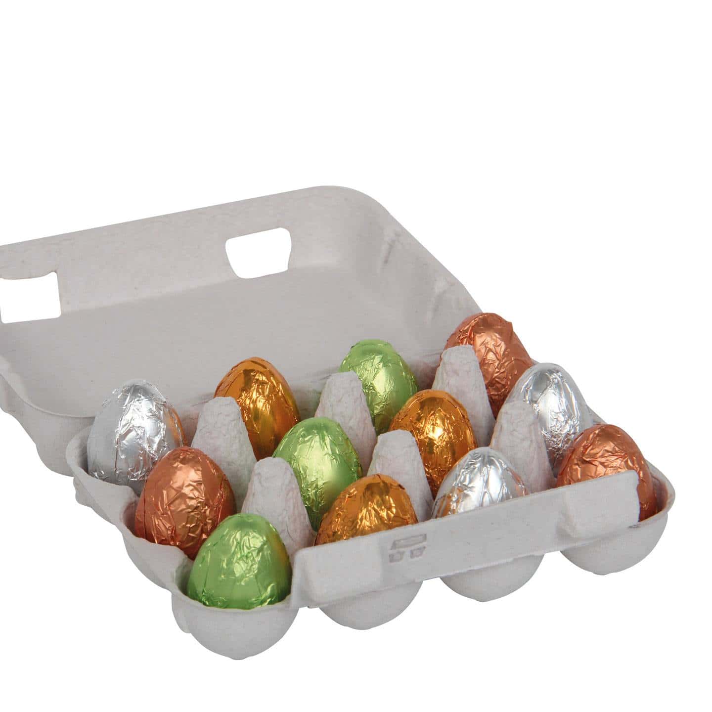 Oeufs Chocolat Noir, Lait et Blanc, Praliné, Caramel et Fruits 130g Pâques
