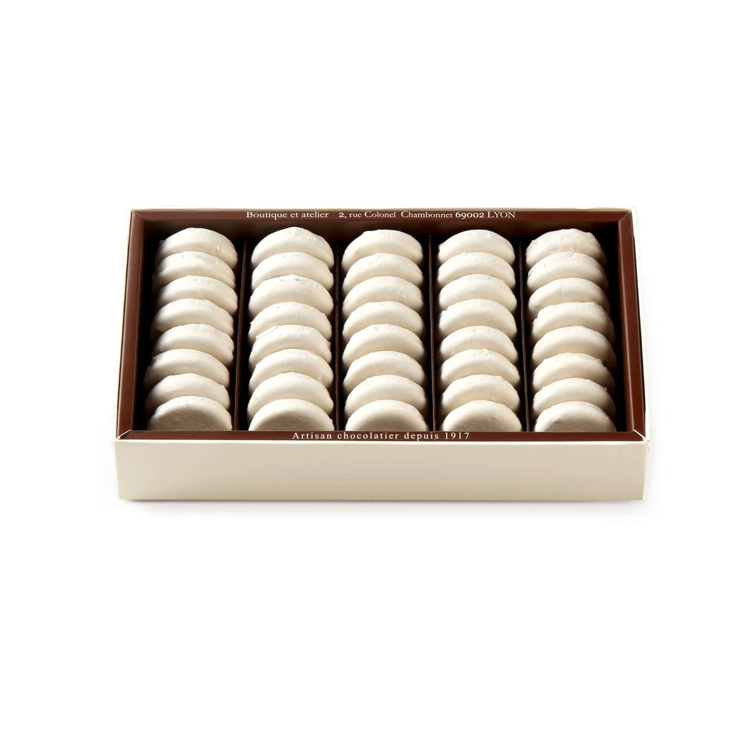 Praliné Noisette enrobé Meringue 350g - 40 pièces Palets de Fourvière ® 1956