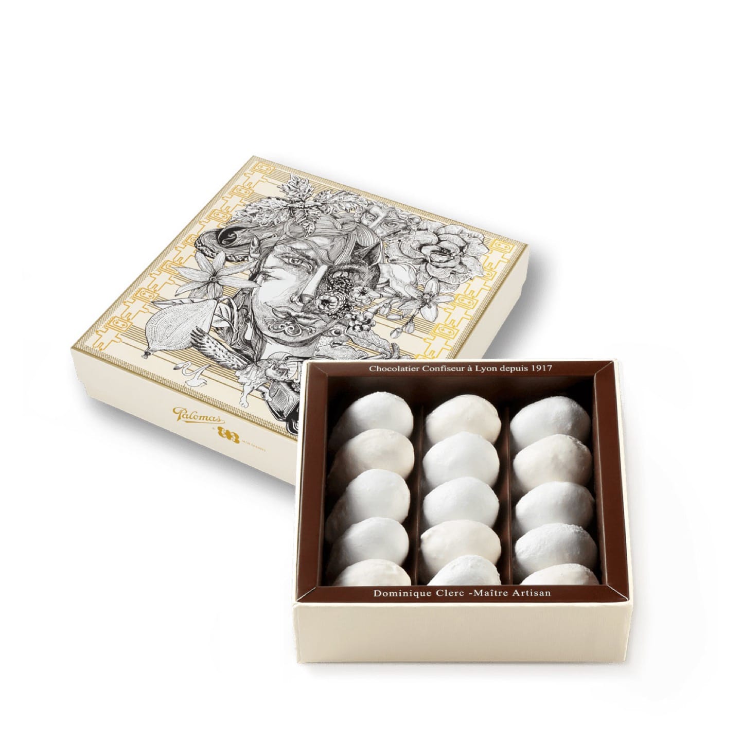 Nougatine aux Amandes enrobée Meringue 240g - 15 pièces Amandes de Bellecour ® 1965 - Coffret MM