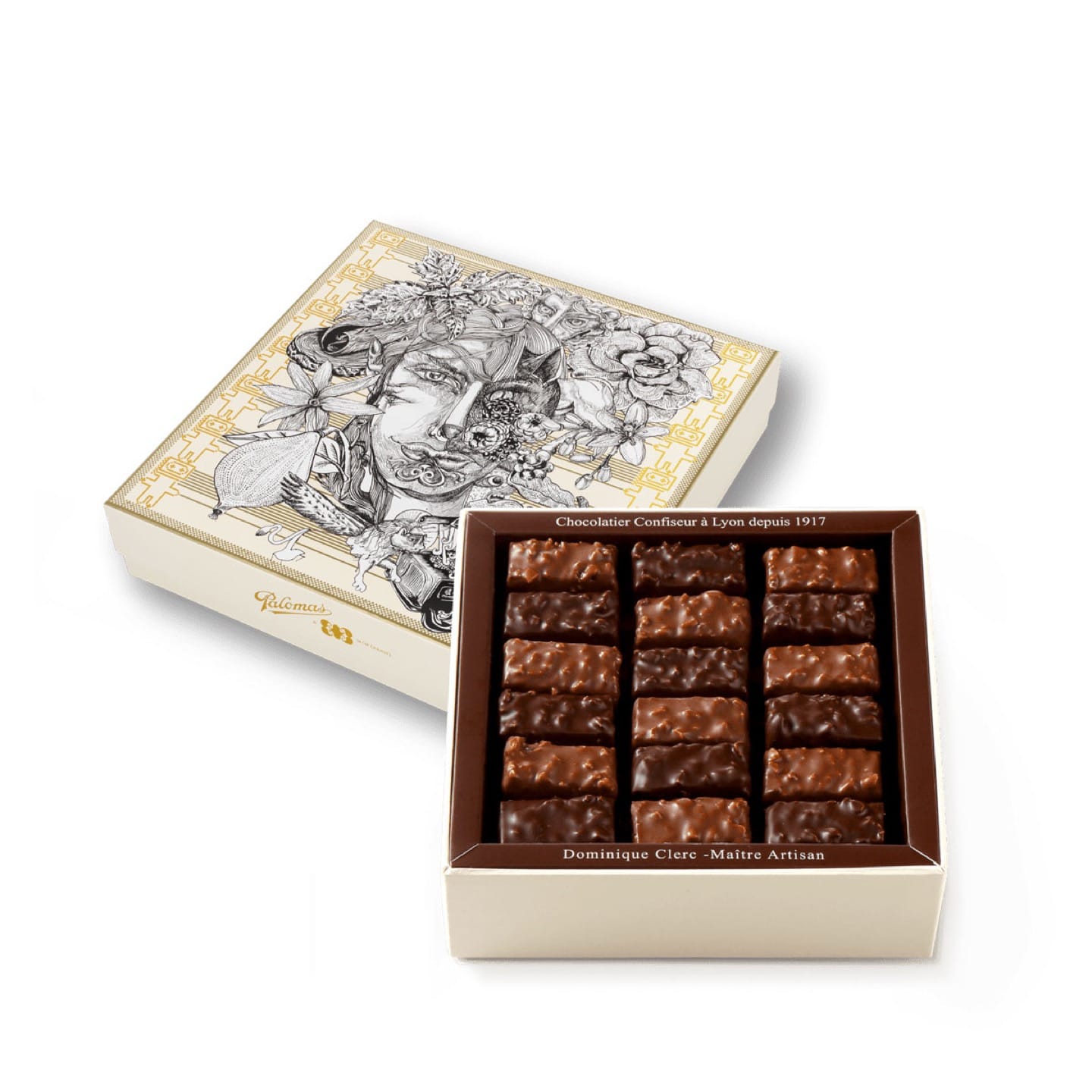 Palomas • Pralinés Chocolat Noir et Lait Noisettes Amandes 330g - 36 pièces  Malakoff - Coffret MM