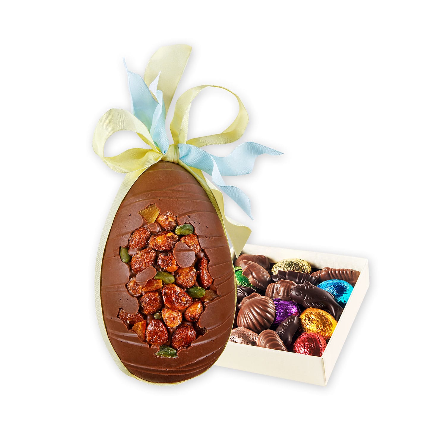 Oeuf Chocolat Lait Garni Incrusté Fruits Pâques 410g