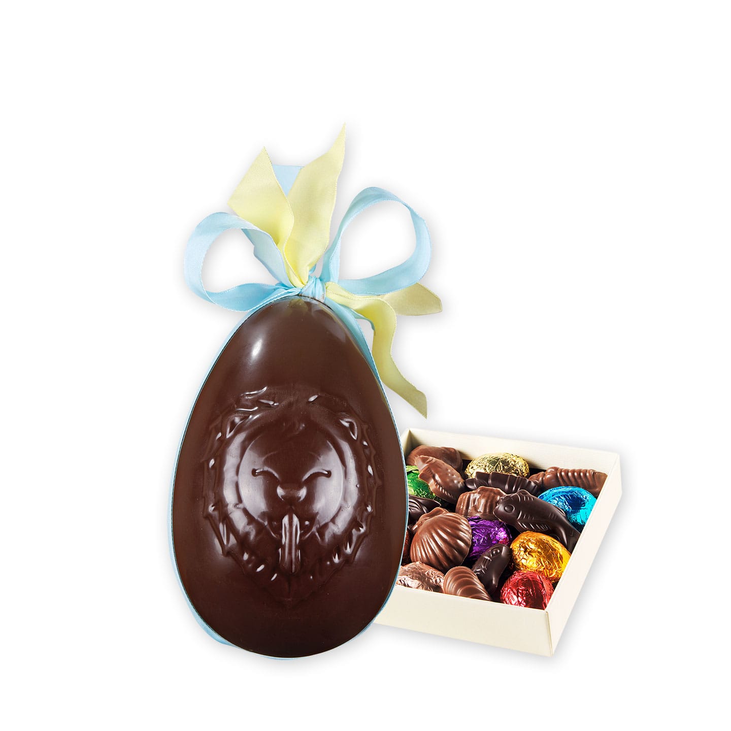 Oeuf Chocolat Noir Garni Fritures Pâques 310g Lion de Lyon