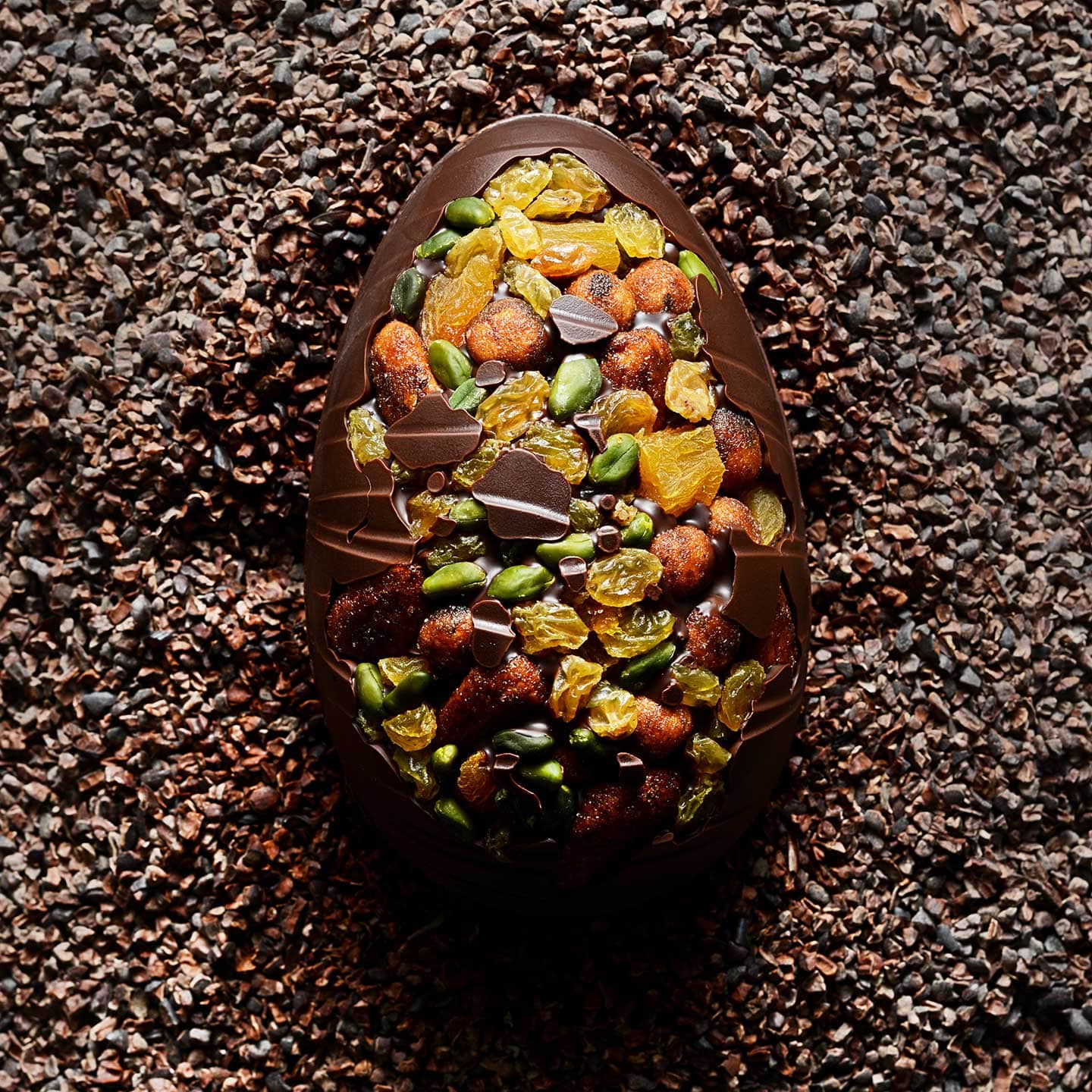 Oeuf Chocolat Noir Incrusté Fruits Pâques 240g