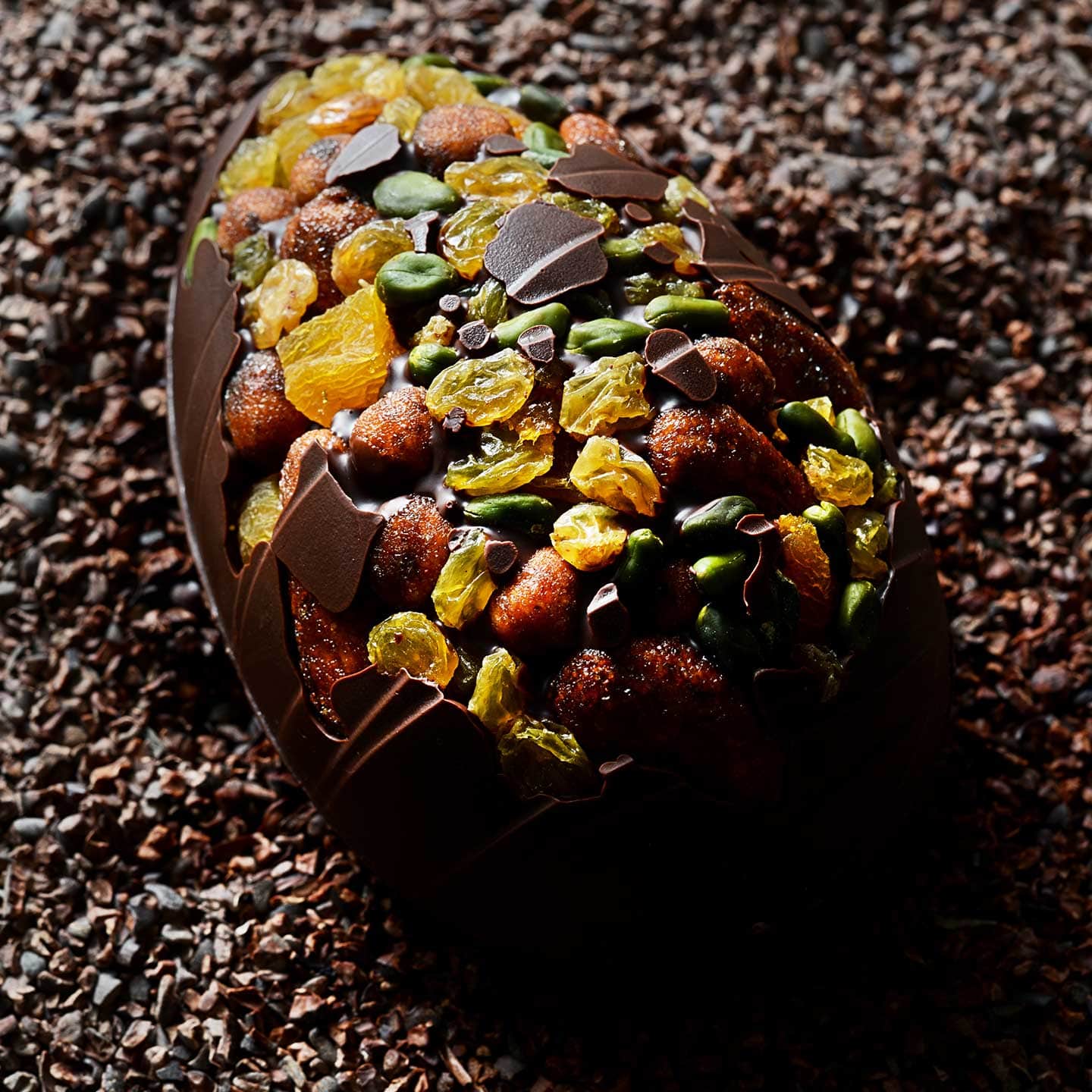 Oeuf Chocolat Noir Incrusté Fruits Pâques 240g