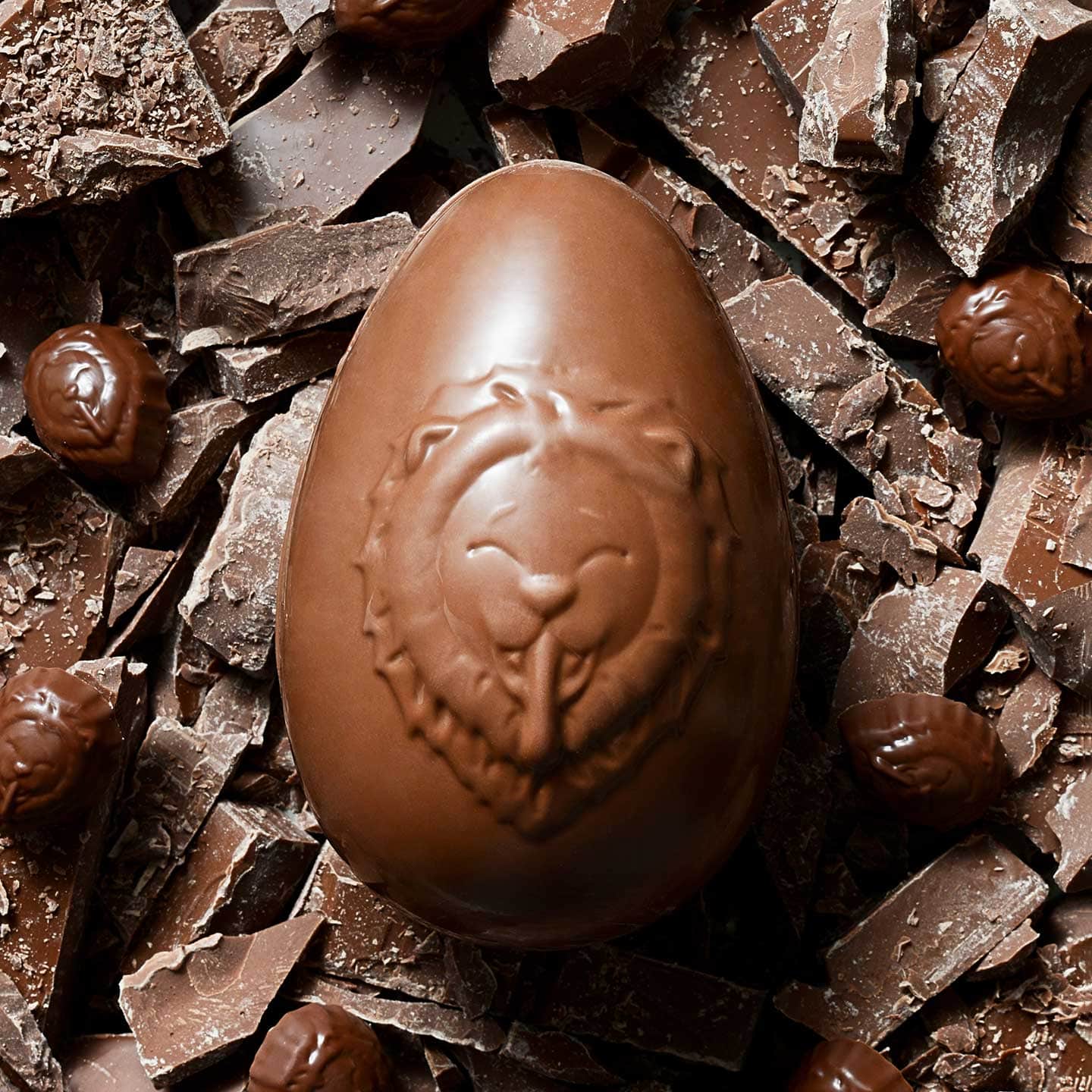 Oeuf Chocolat Lait Garni Fritures Pâques 310g Lion de Lyon