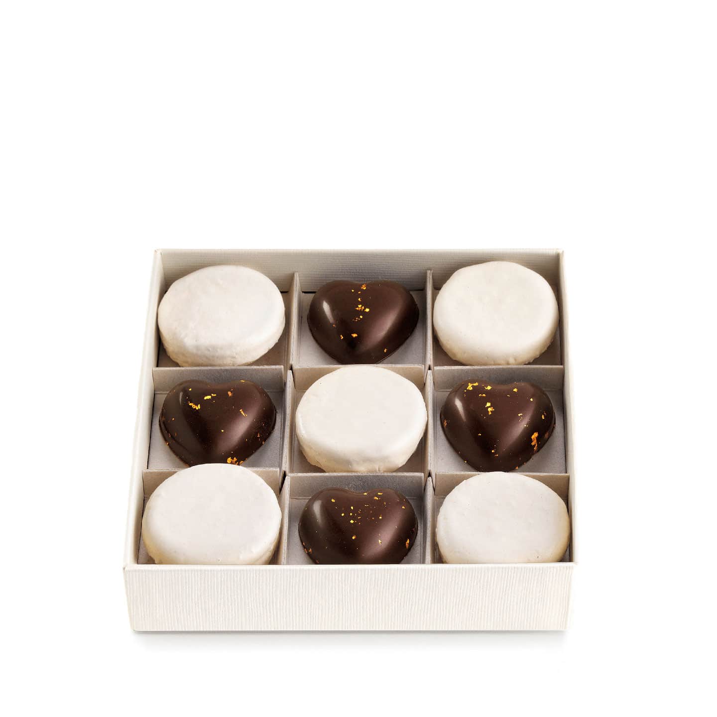 Assortiment Coeur Chocolat et Praliné Meringue Fête des Mères 160g - 18 pièces Coeur Eclat d'Or et 