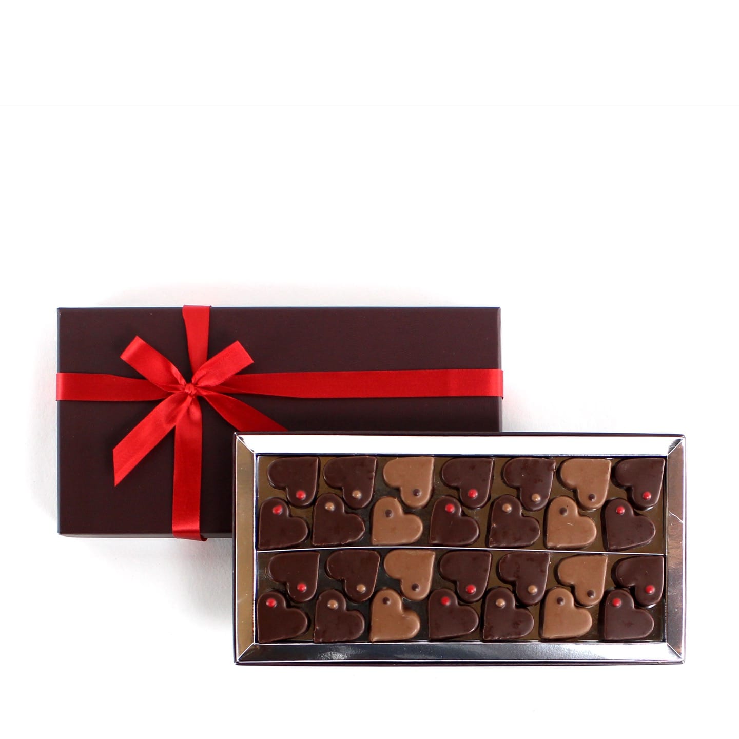 Assortiment Coeurs Chocolats Noir et Lait Saint Valentin 28 pièces