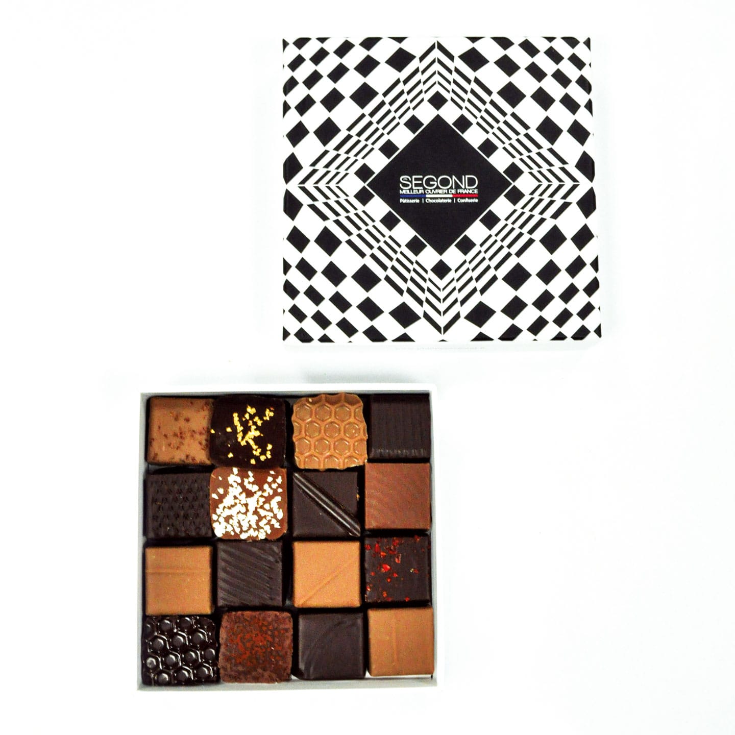 Assortiment Chocolats Ganache Noir 130g - 16 pièces Symétrie