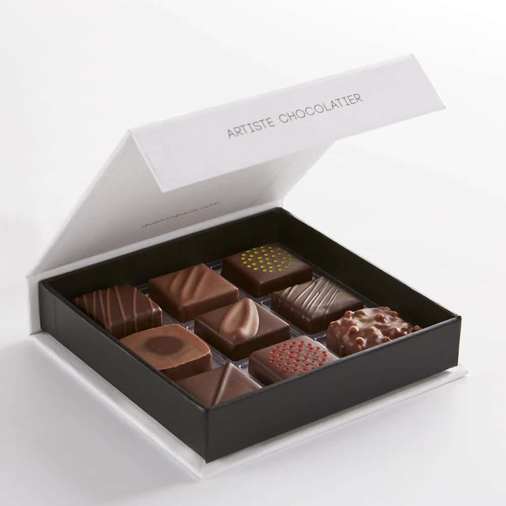 Assortiment Chocolats Pralinés Noir et Lait 70g - 9 pièces