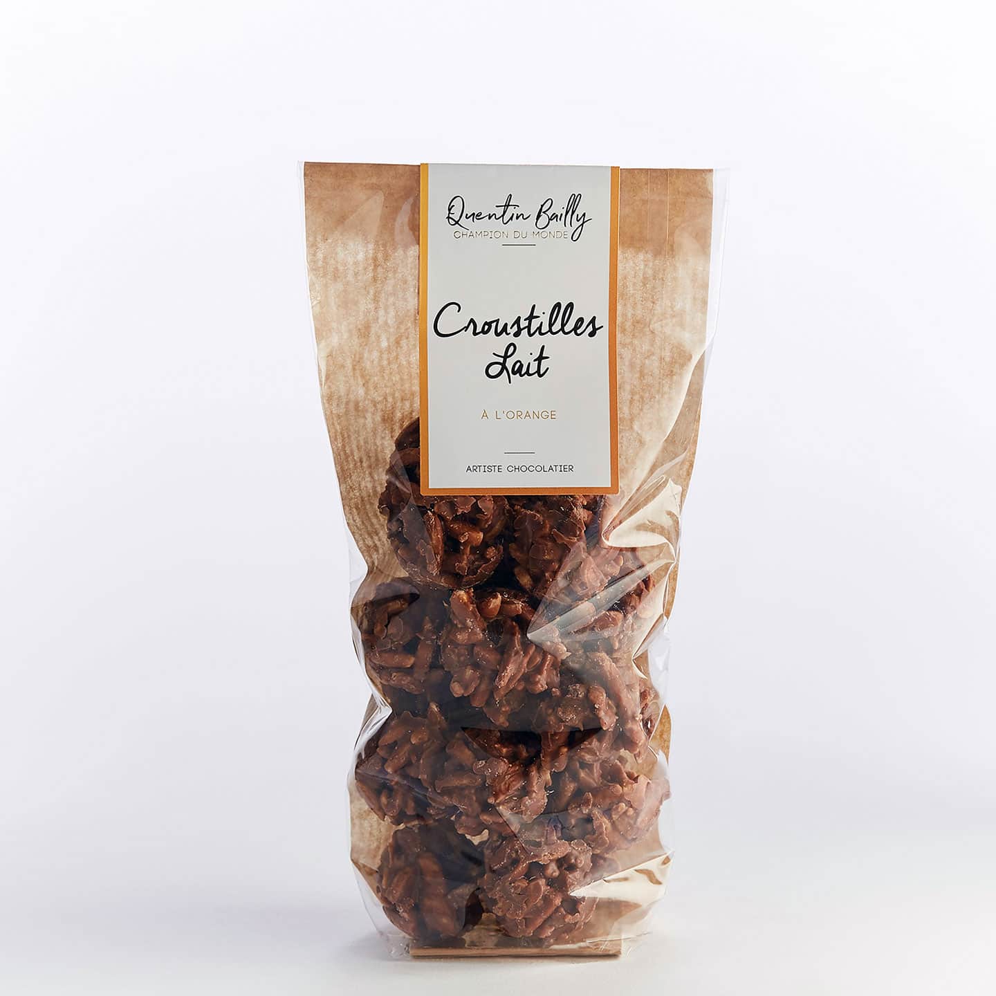 Amandes et Orange enrobées Chocolat Lait 150g Croustilles