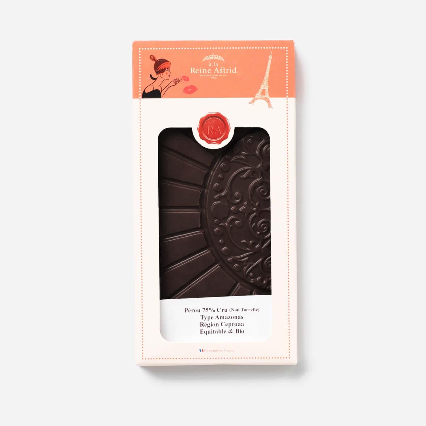 Tablette Chocolat Noir Bio 75% Grand Cru origine Pérou 'non torréfié' 75g