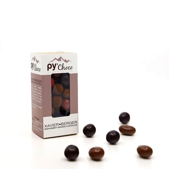 Amandes, Noisettes, Céréales enrobées Chocolat Noir et Lait