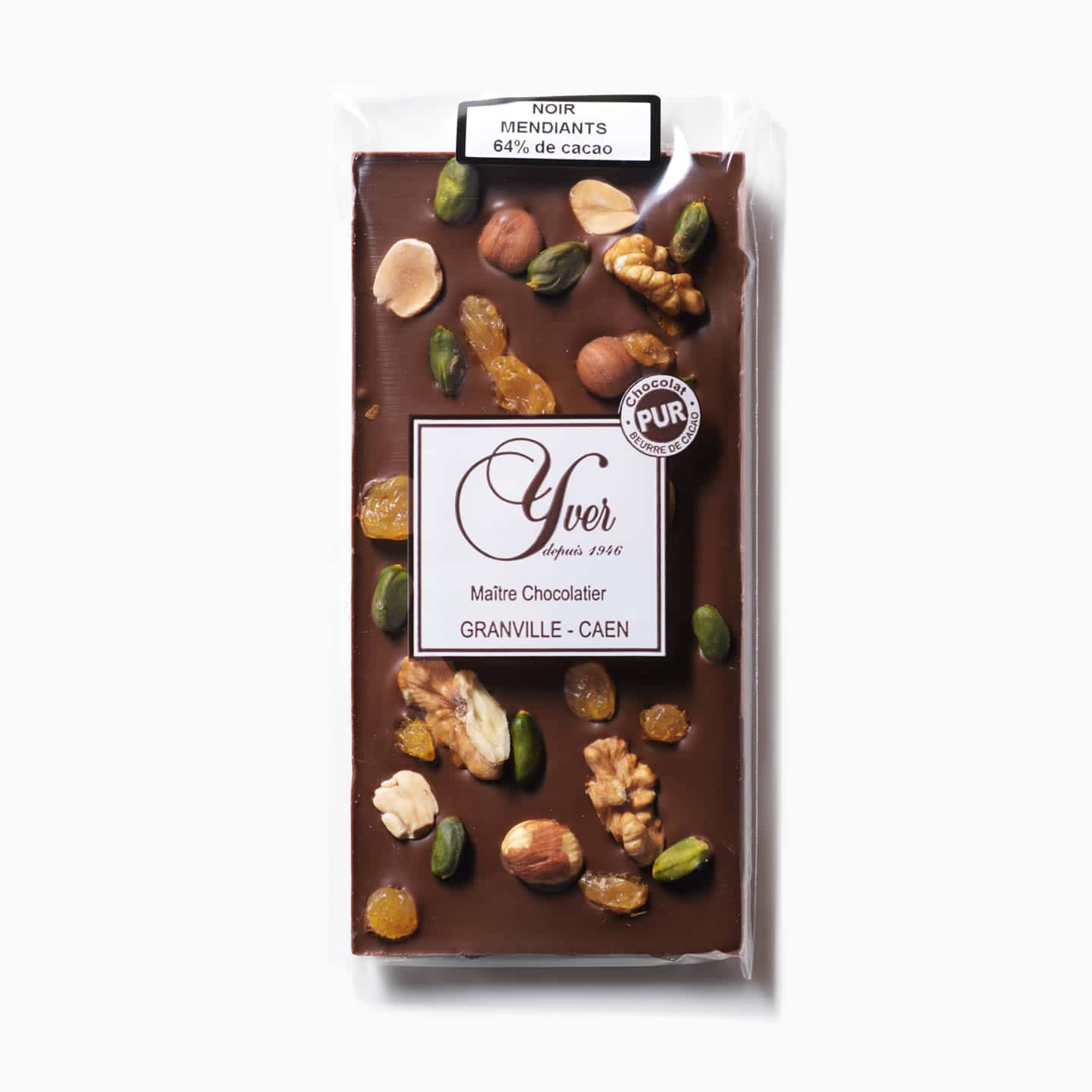 Tablette Chocolat Noir Mendiants 64% 100g