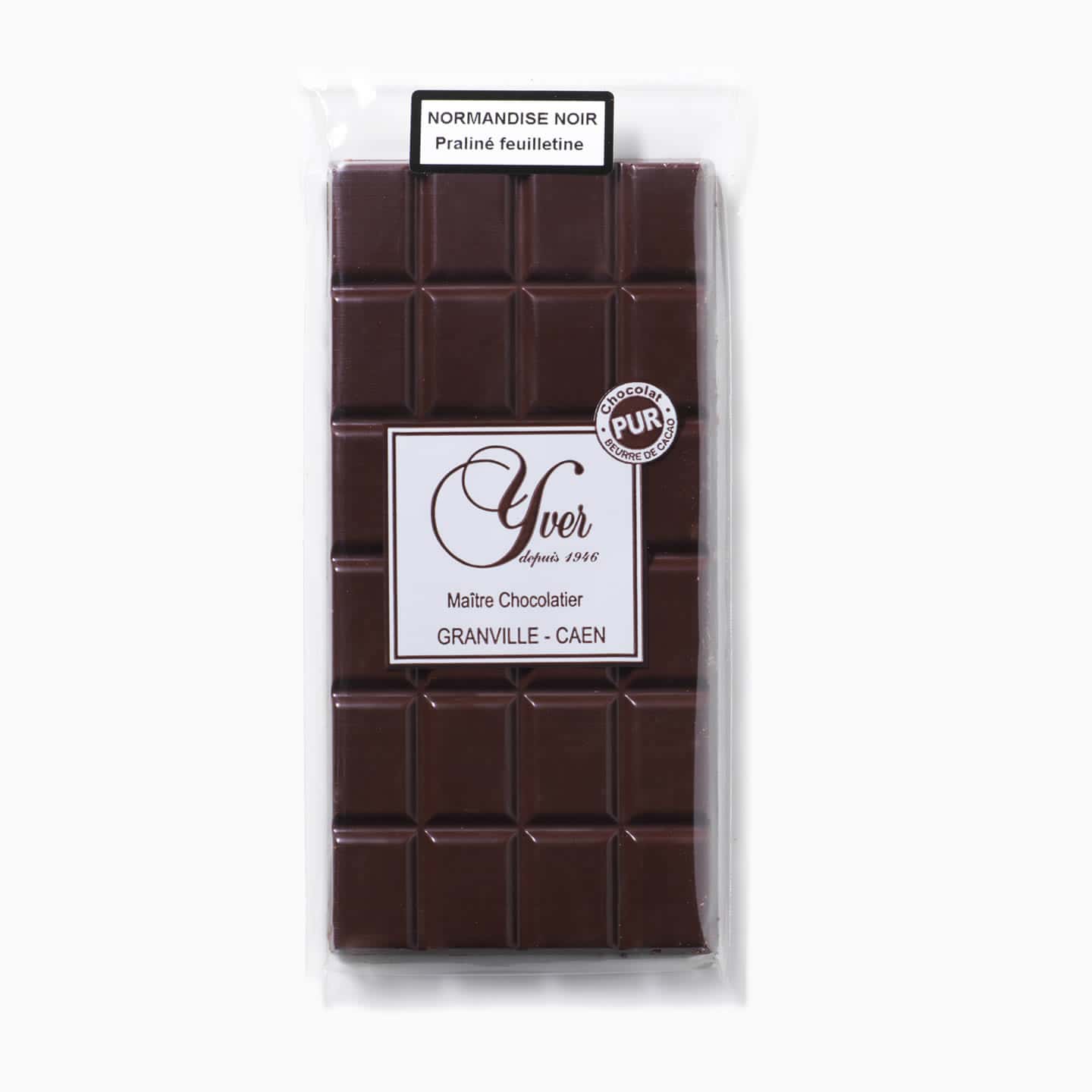 Tablette Chocolat Noir Praliné 64% 100g Normandise