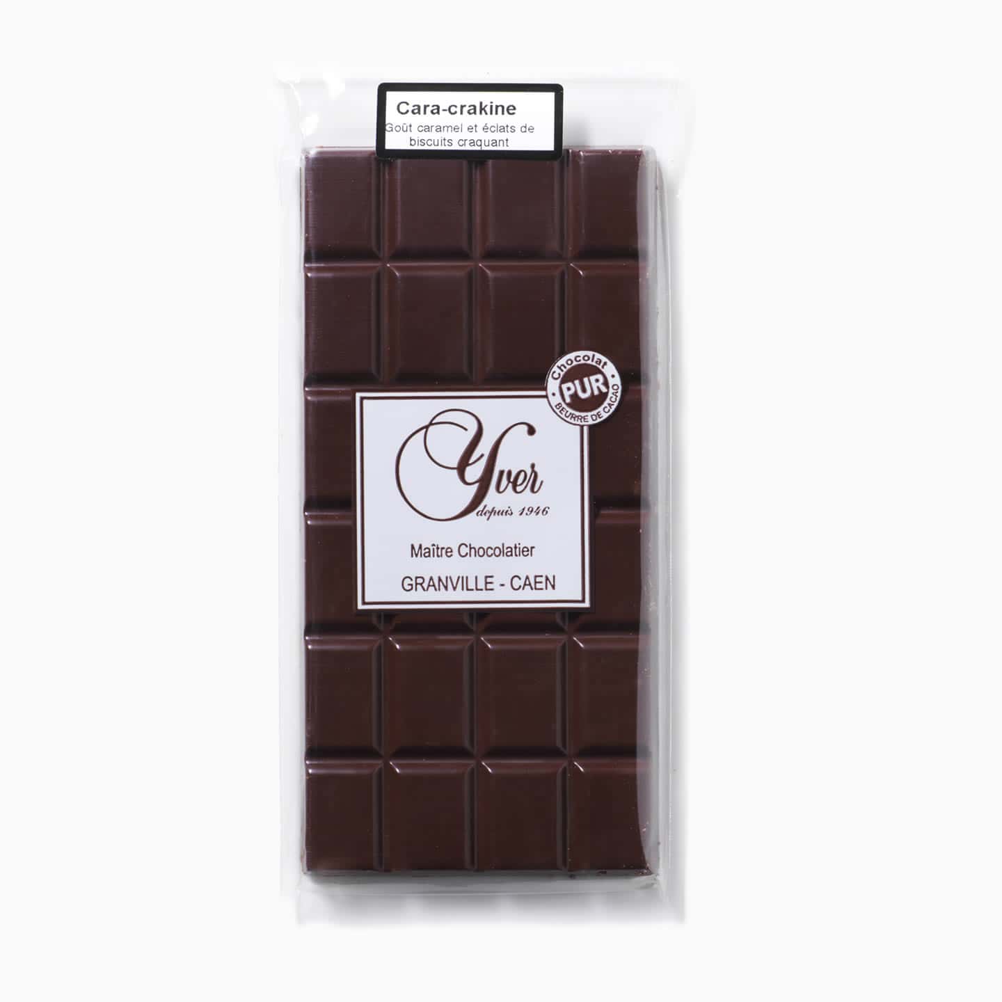 Tablette Chocolat Noir Caramel Biscuit 64% 100g Cara Crakine