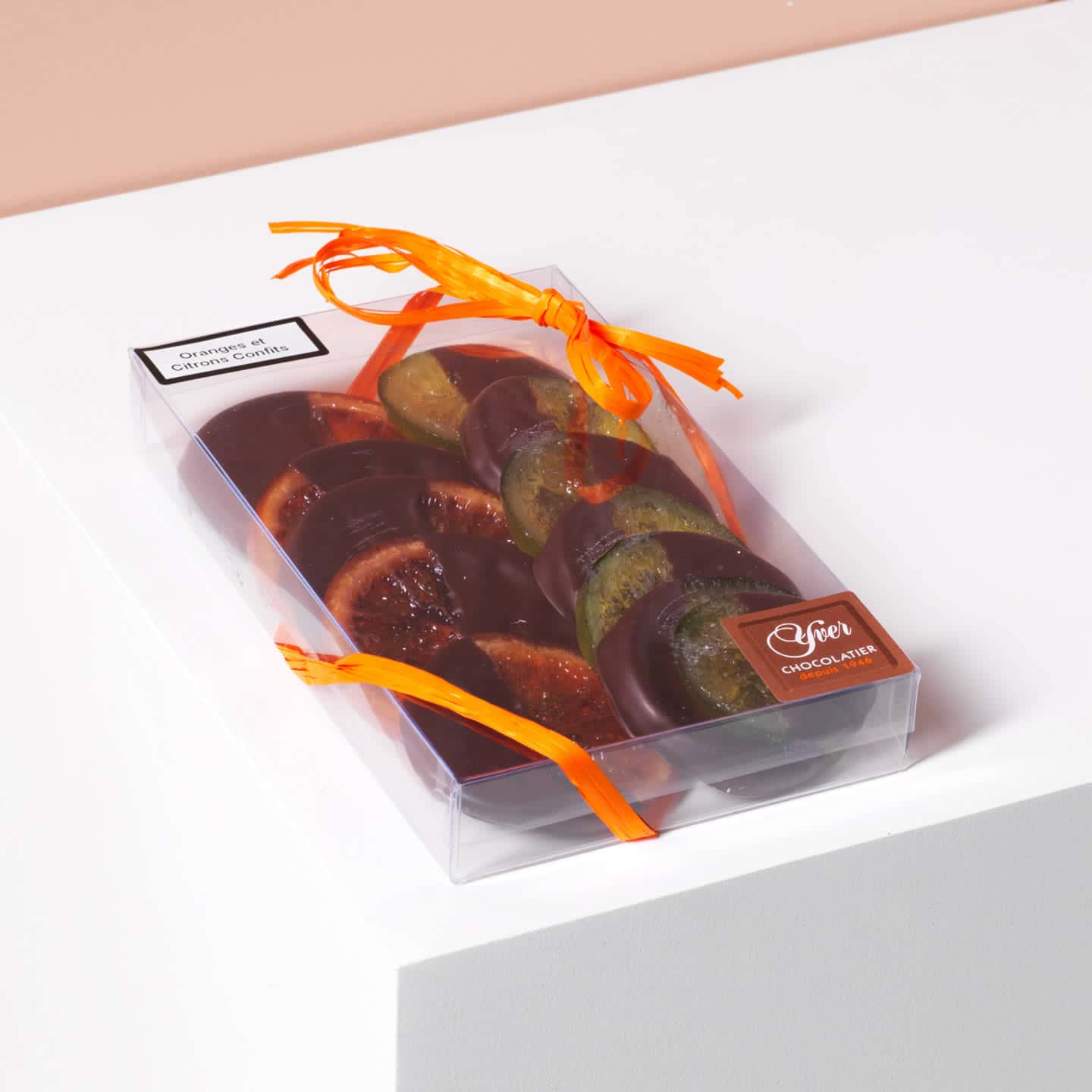 Rondelles Oranges Sanguines et Citron Vert Confits enrobées Chocolat Noir 200g
