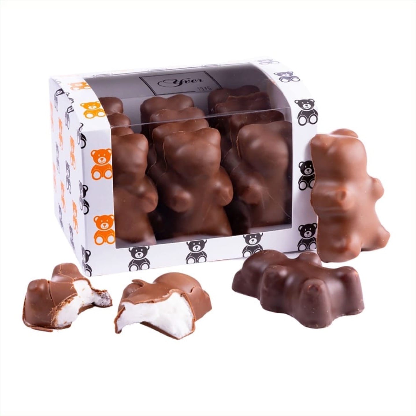 Yver • Oursons Guimauve enrobée Chocolat Lait 190g - 12 pièces