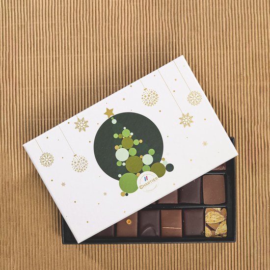 Alain Chartier Schokoladen-Pralinen Schachtel Dunkel & Milchschokolade Noël 2025 21 Stück Alain Chartier Schokoladen-Pralinen Schachtel Dunkel & Milchschokolade Noël 2025 21 Stück