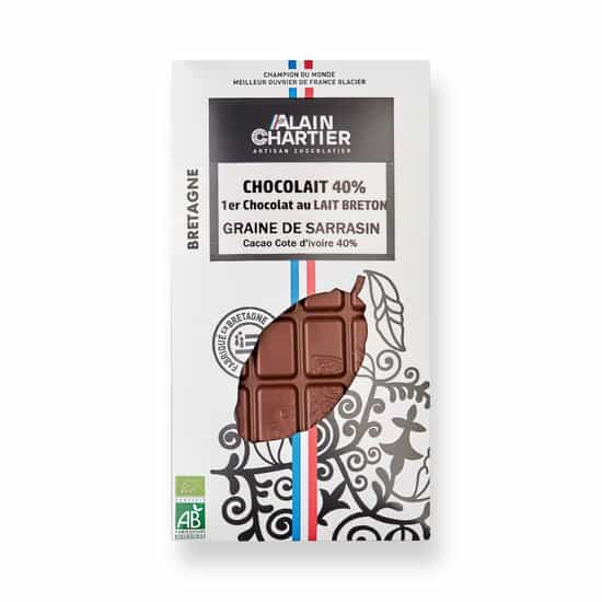 Alain Chartier Tafel Milchschokolade & Buchweizen Bean-to-Bar Bio 80g Alain Chartier Tafel Milchschokolade & Buchweizen Bean-to-Bar Bio 80g