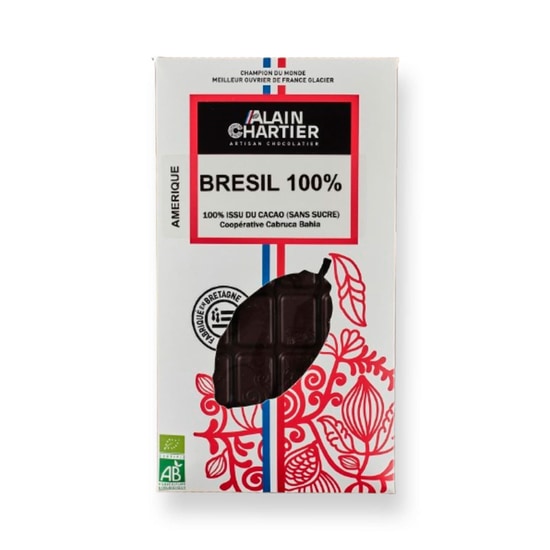 Alain Chartier Tafel Dunkel Kakao 100% Brasilien Bean-to-Bar Bio 80g Alain Chartier Tafel Dunkel Kakao 100% Brasilien Bean-to-Bar Bio 80g