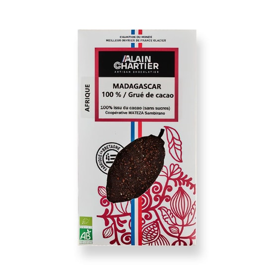 Alain Chartier Tafel Dunkel Kakao 100% Grué Madagascar Bean-to-Bar Bio 80g Alain Chartier Tafel Dunkel Kakao 100% Grué Madagascar Bean-to-Bar Bio 80g