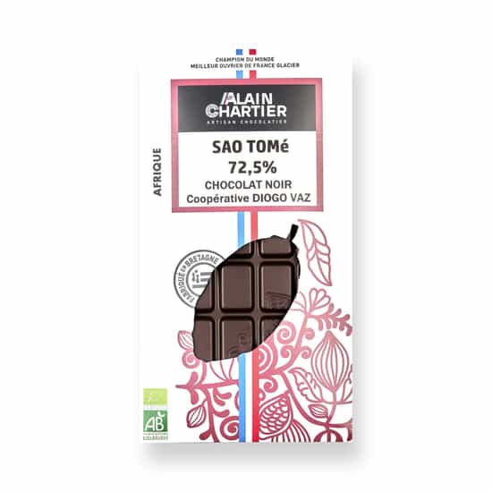 Alain Chartier Tafel Dunkel 72,5% Sao Tomé Bean-to-Bar Bio 80g Alain Chartier Tafel Dunkel 72,5% Sao Tomé Bean-to-Bar Bio 80g