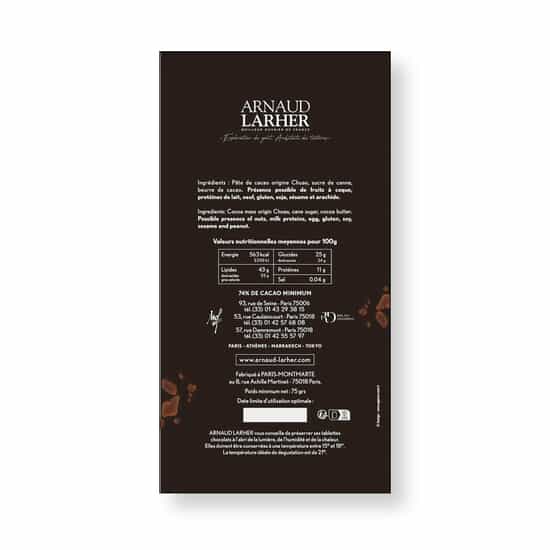 Tablette Chocolat Noir 74% Vénézuela 75g Tablette Chocolat Noir 74% Vénézuela 75g