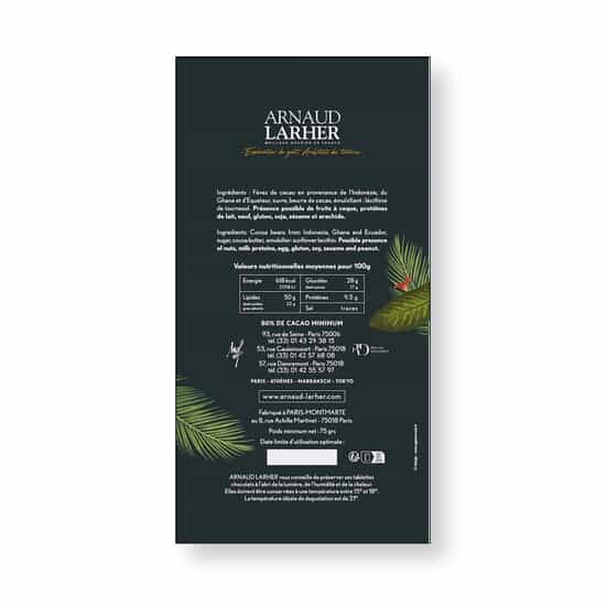 Tablette Chocolat Noir 80% Fortissima 75g Tablette Chocolat Noir 80% Fortissima 75g