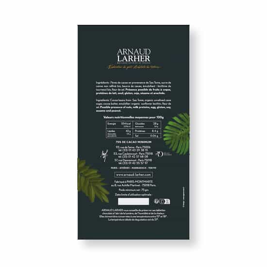 Tablette Chocolat Noir 75% Sao Tomé 75g Tablette Chocolat Noir 75% Sao Tomé 75g