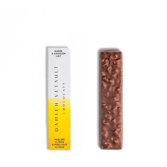 Damien Vétault Barre Chocolat Lait Praliné Citron 50g