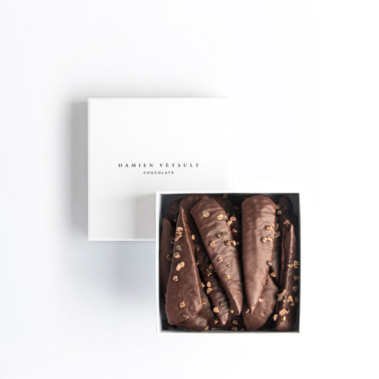 Damien Vétault Kandierte Zitronen ummantelt mit Dunkelschokolade Sorento 250g Damien Vétault Kandierte Zitronen ummantelt mit Dunkelschokolade Sorento 250g