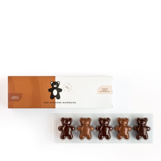 Damien Vétault Teddybär Marshmallow Dunkel & Milchschokolade 10 Bärchen