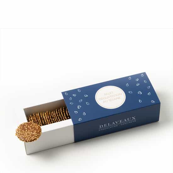 Delaveaux Palets Chocolat Lait Sésame 100g Delaveaux Palets Chocolat Lait Sésame 100g