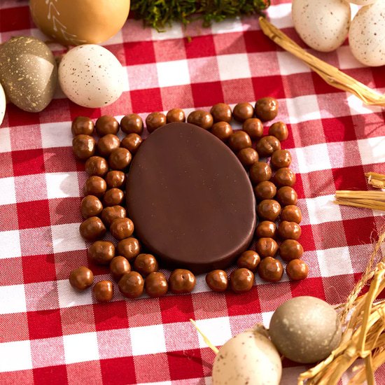 Edwart Oeuf Plat de Pâques Chocolat Noir & Billes Lait 70g