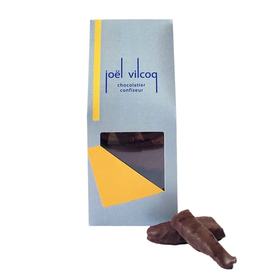 Joël Vilcoq Kandierte Orange ummantelt mit Dunkelschokolade 150g Joël Vilcoq Kandierte Orange ummantelt mit Dunkelschokolade 150g