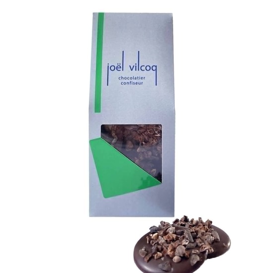 Joël Vilcoq Schokoladen scheiben Dunkel-gekörnt 120g Joël Vilcoq Schokoladen scheiben Dunkel-gekörnt 120g
