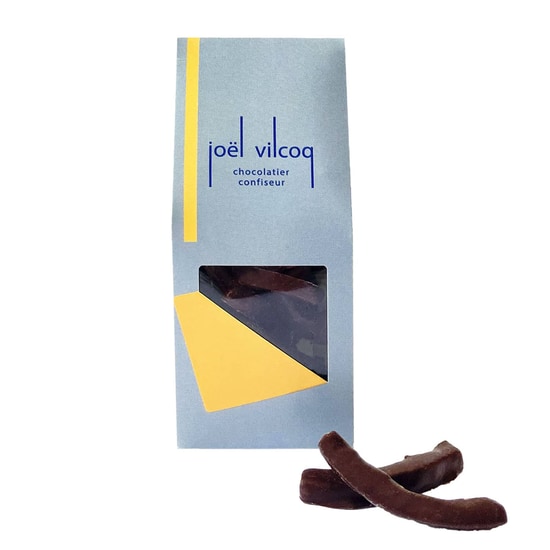 Joël Vilcoq Kandierte Grapefruit ummantelt mit Dunkelschokolade 150g Joël Vilcoq Kandierte Grapefruit ummantelt mit Dunkelschokolade 150g