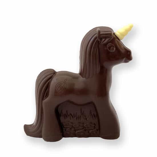 Joël Vilcoq Licorne de Pâques Chocolat Noir Garnie 100g