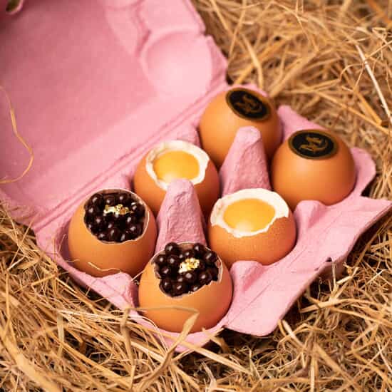 Maison Chaudun Oeufs de Pâques Chocolat Dur, Coque & Caviar Boîte 6 Œufs