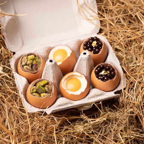Maison Chaudun Oeufs de Pâques Chocolat Pistache, Coque & Caviar Boîte 6 Œufs